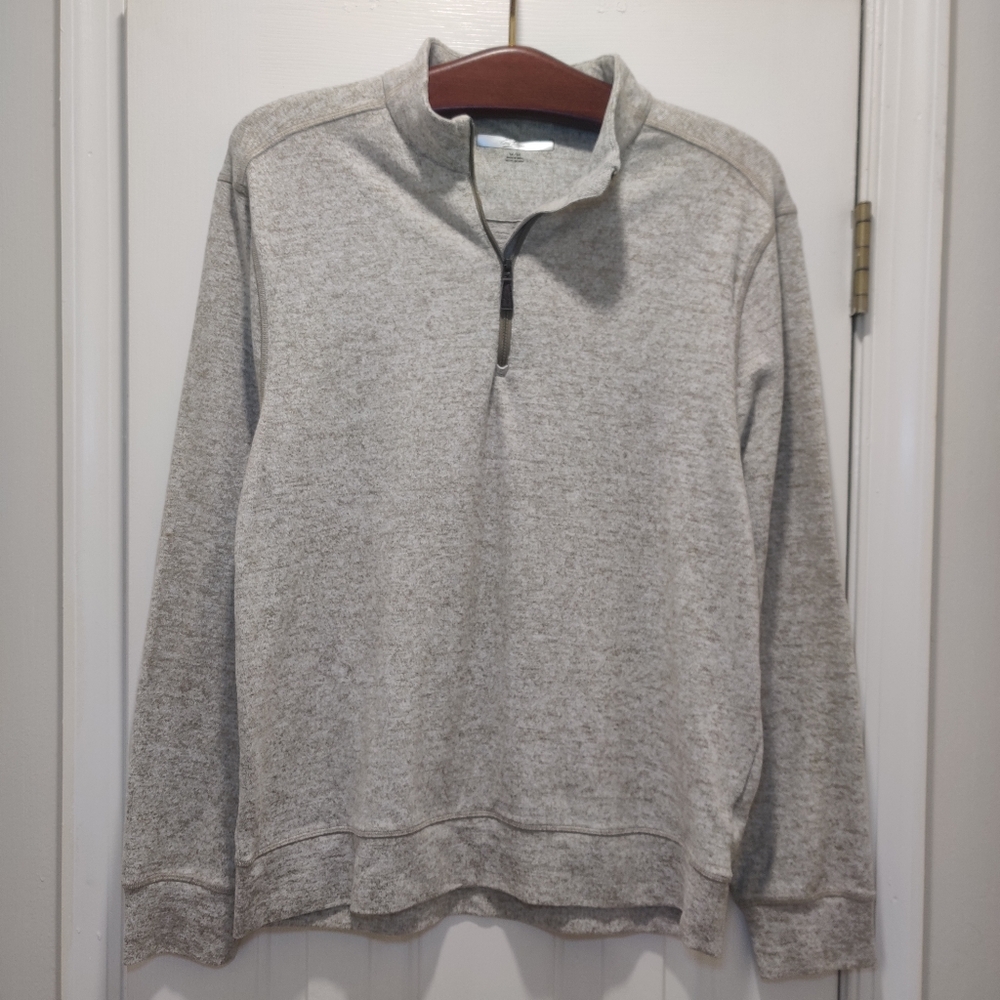 Greg Norman Men’s Light Gray 1/4 Zip Pullover Hoodie Long-Sleeve Layering Medium
